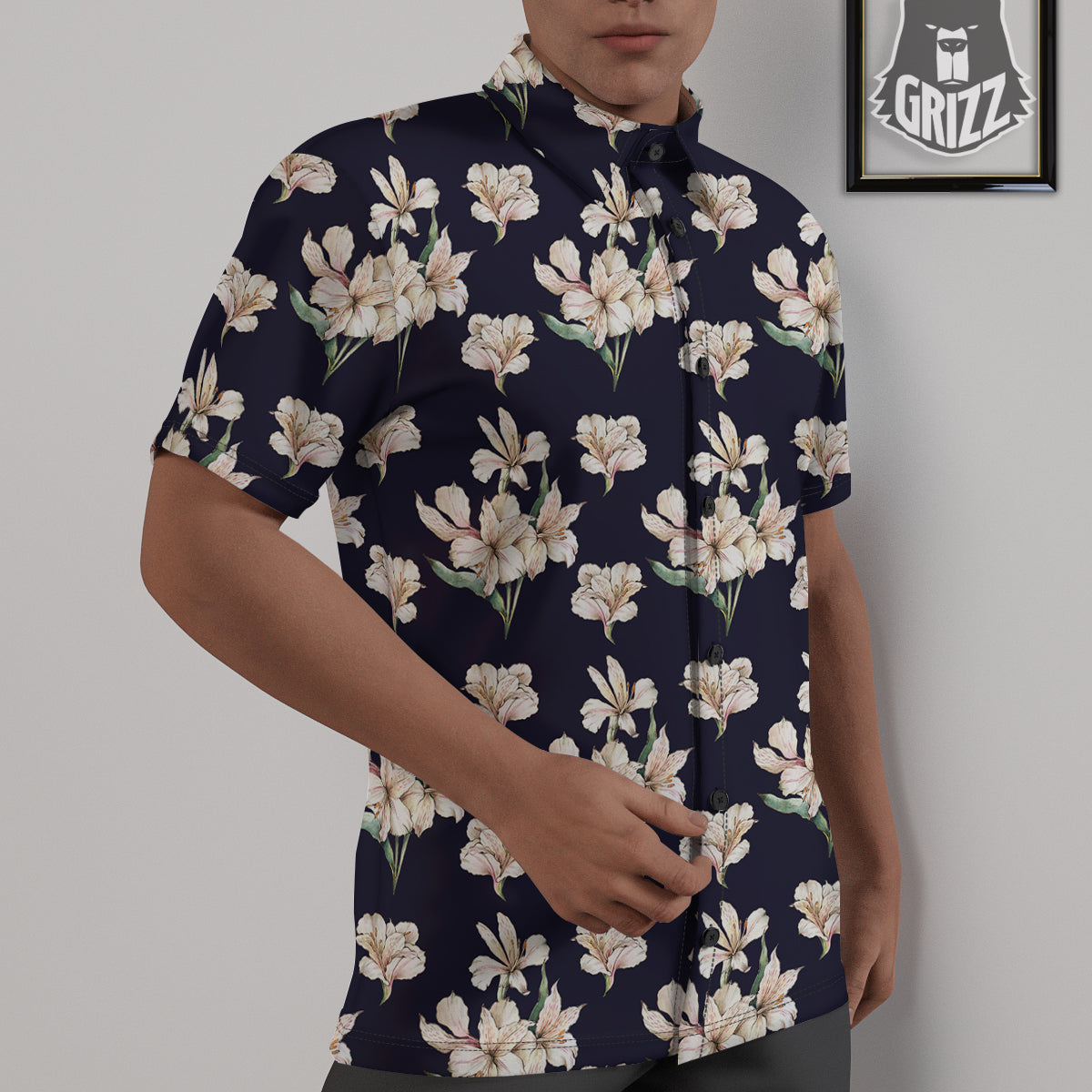 Alstroemeria Watercolor Print Pattern Untucked Shirts-grizzshop