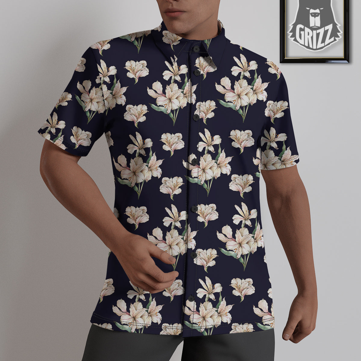 Alstroemeria Watercolor Print Pattern Untucked Shirts-grizzshop