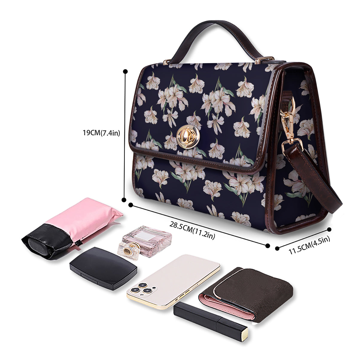 Alstroemeria Watercolor Print Pattern Women's Satchel Bag-grizzshop