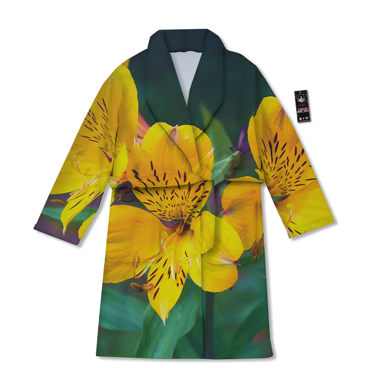 Alstroemeria Yellow Print Bathrobe-grizzshop