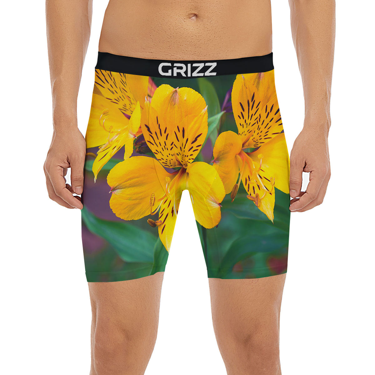 Alstroemeria Yellow Print Boxer Briefs-grizzshop