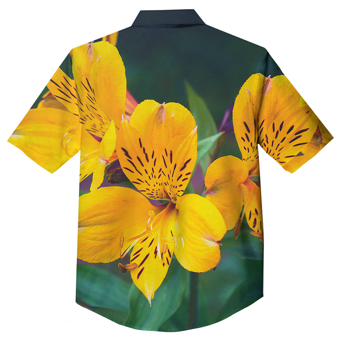 Alstroemeria Yellow Print Button Up Shirt-grizzshop