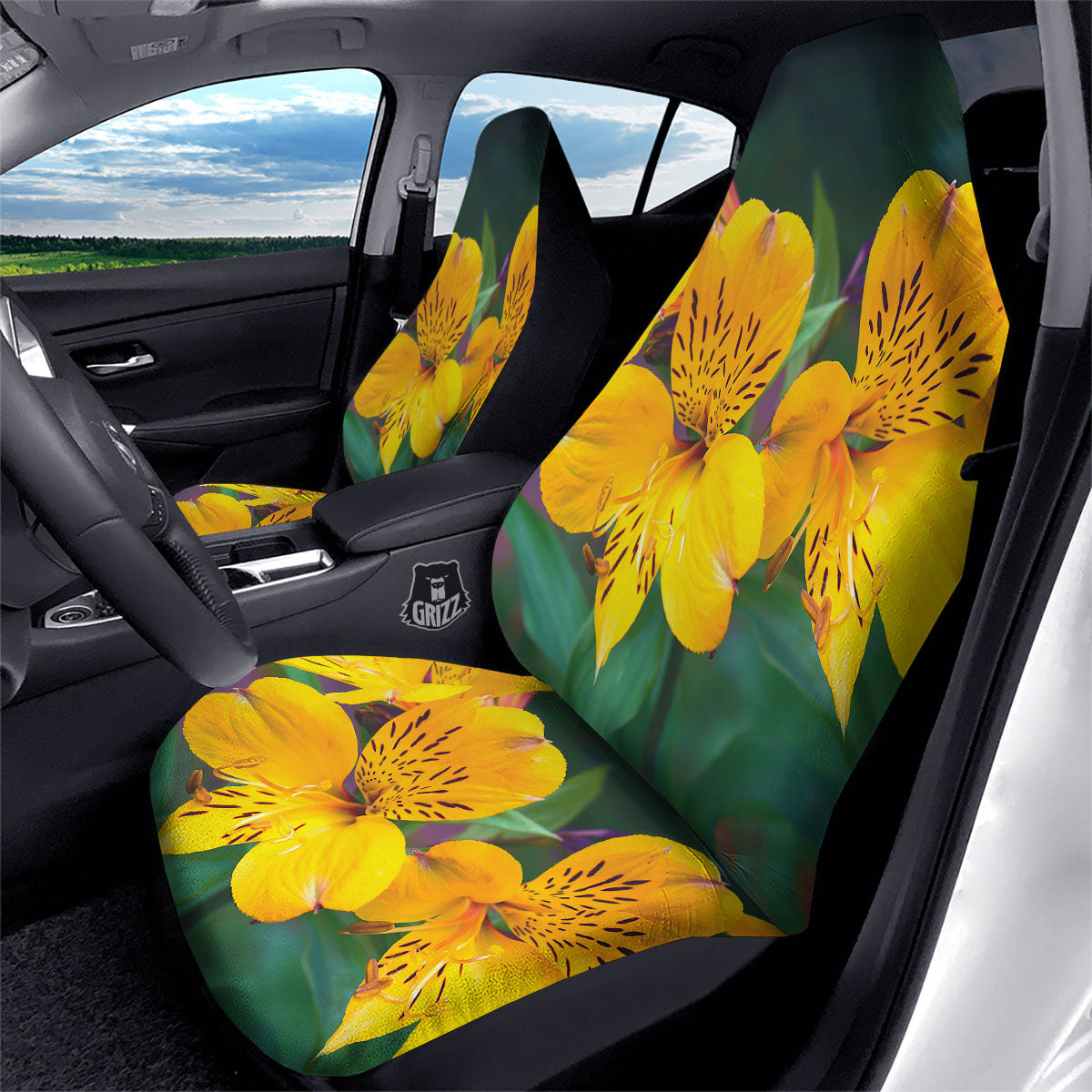 Alstroemeria Yellow Print Car Seat Covers-grizzshop