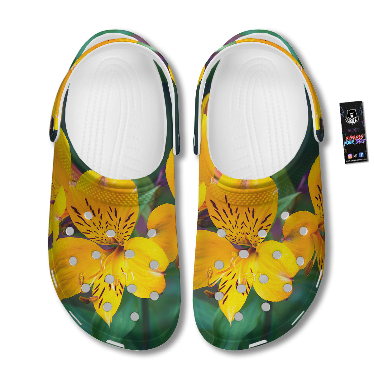 Alstroemeria Yellow Print Clog-grizzshop