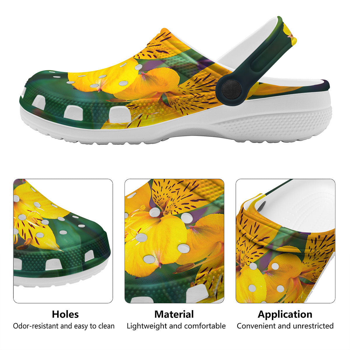 Alstroemeria Yellow Print Clog-grizzshop