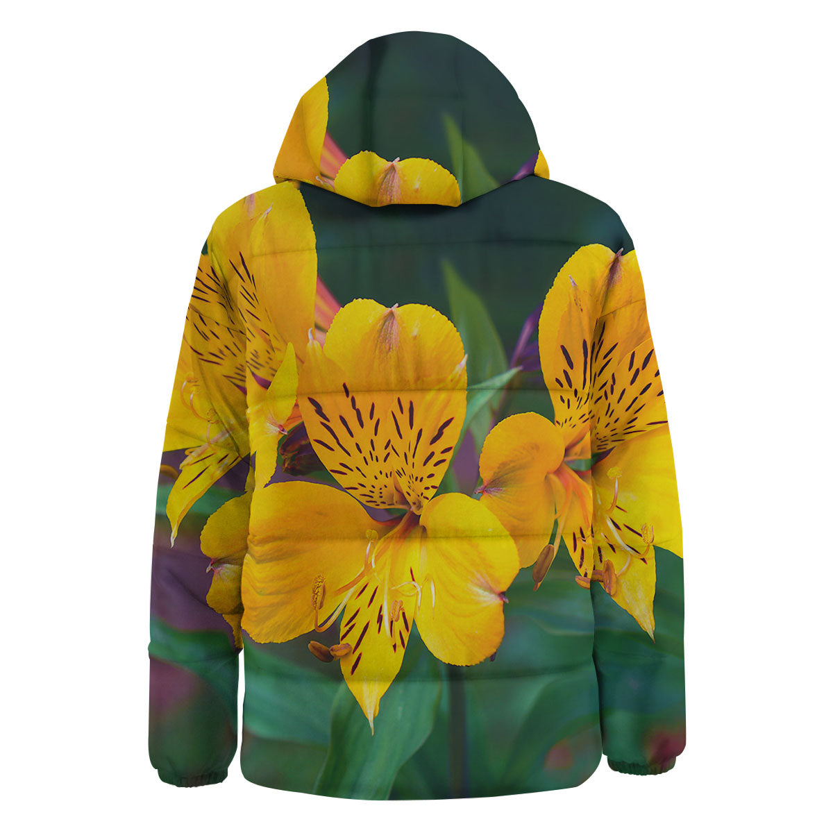 Alstroemeria Yellow Print Down Jacket-grizzshop