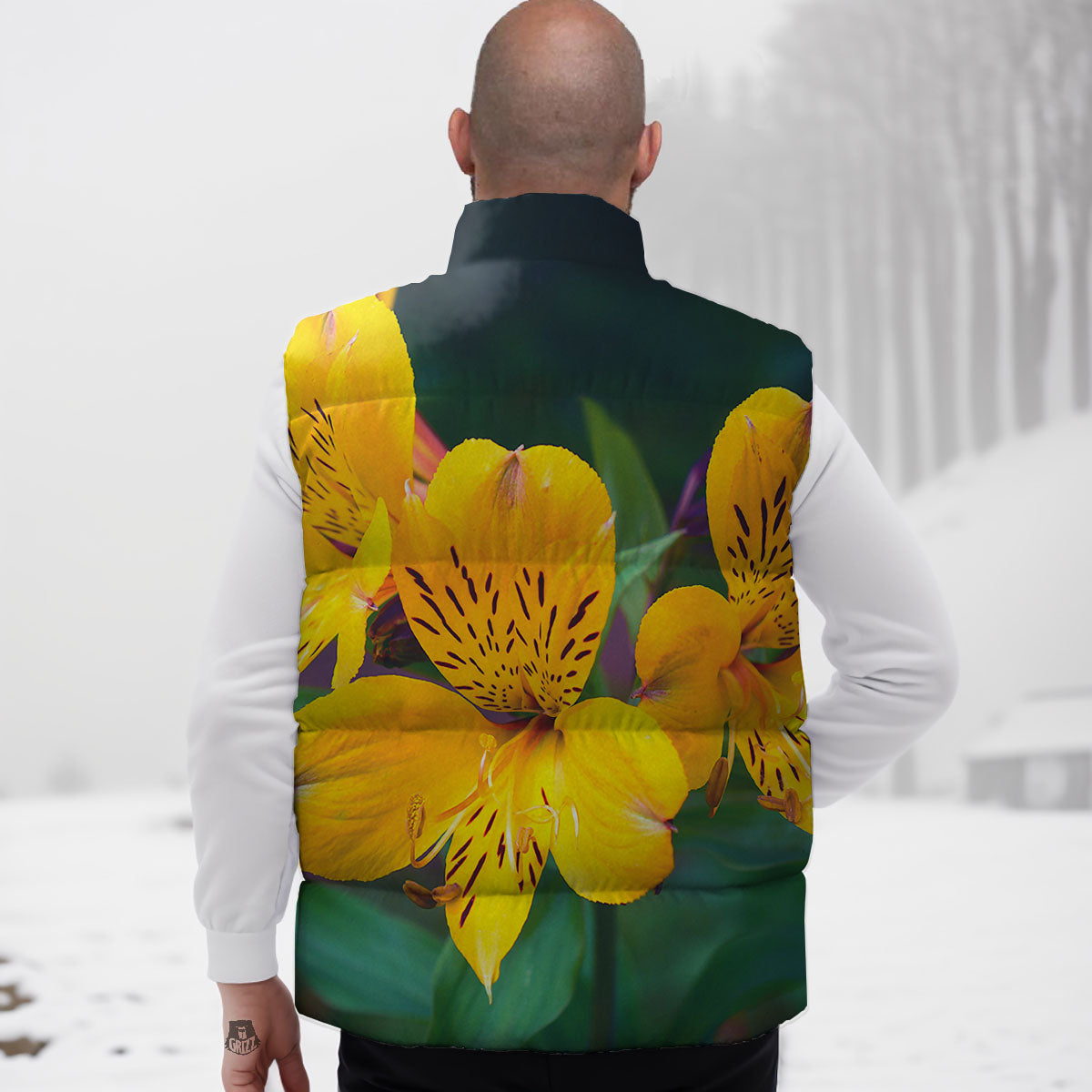 Alstroemeria Yellow Print Down Vest
