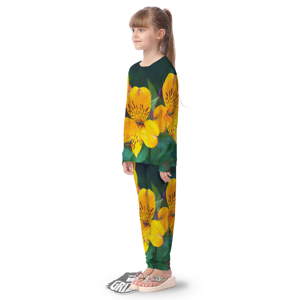 Alstroemeria Yellow Print Kid's Pajamas-grizzshop
