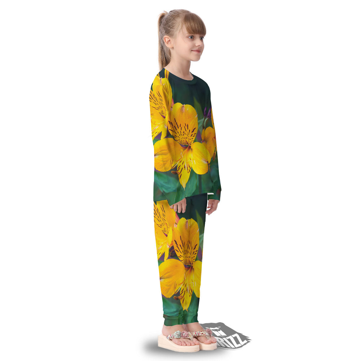 Alstroemeria Yellow Print Kid's Pajamas-grizzshop