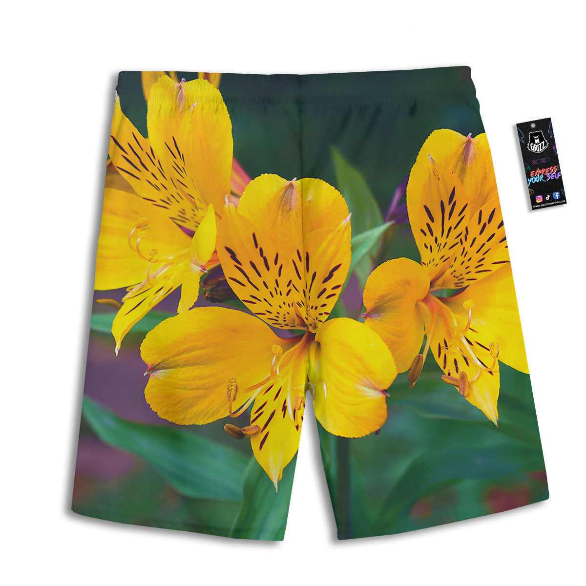 Alstroemeria Yellow Print Men's Athletic Shorts