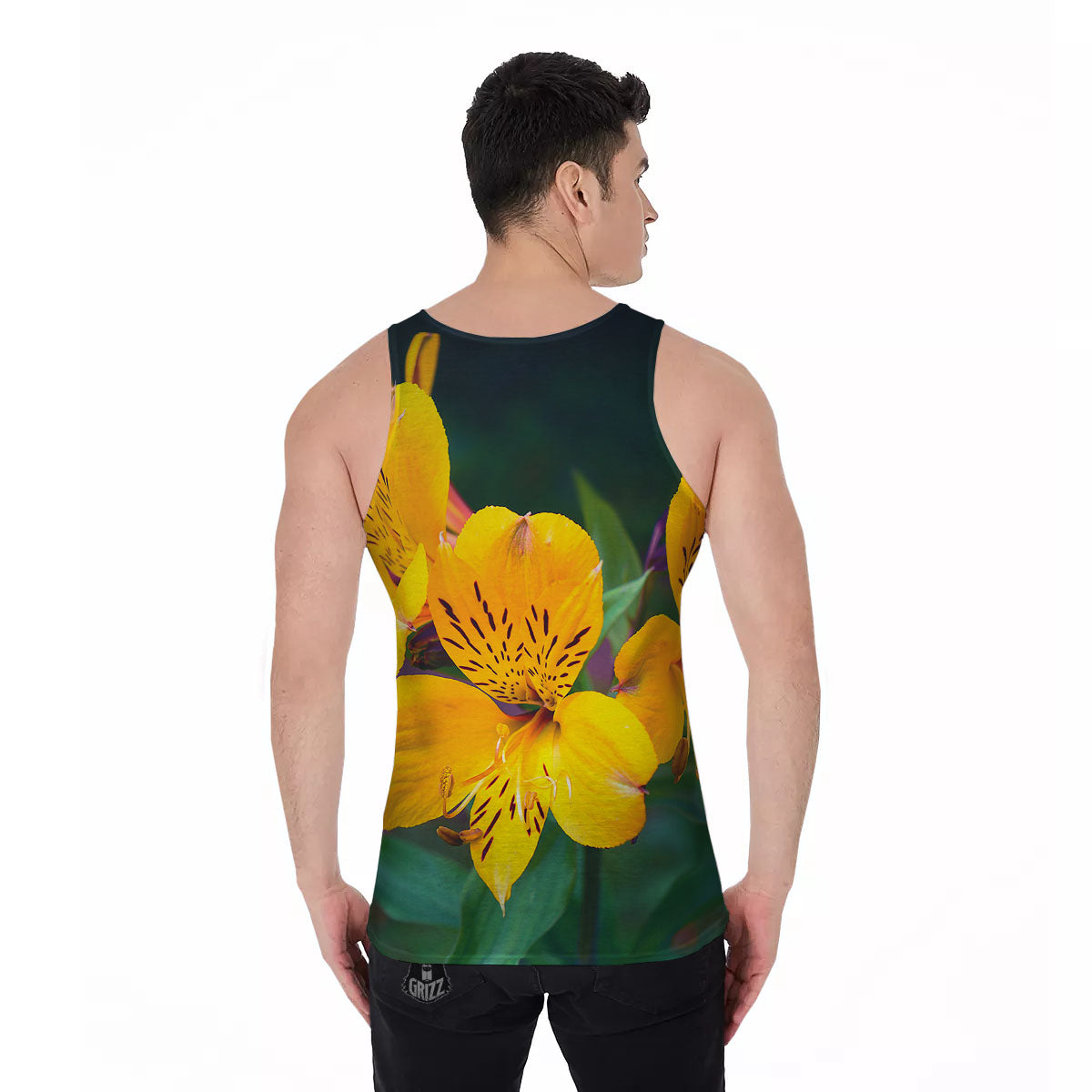 Alstroemeria Yellow Print Men's Tank Top-grizzshop