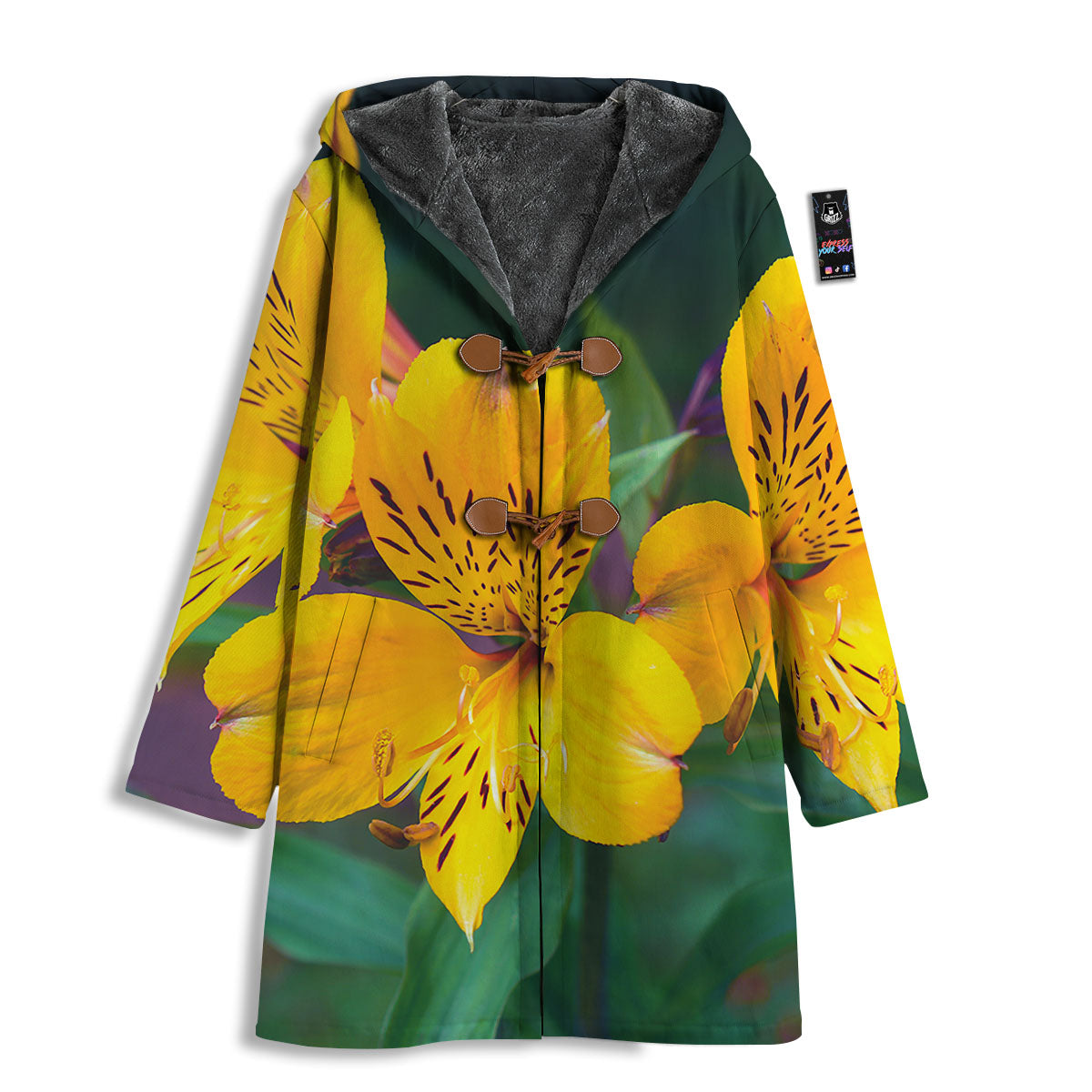 Alstroemeria Yellow Print Men's Windbreaker Jacket-grizzshop
