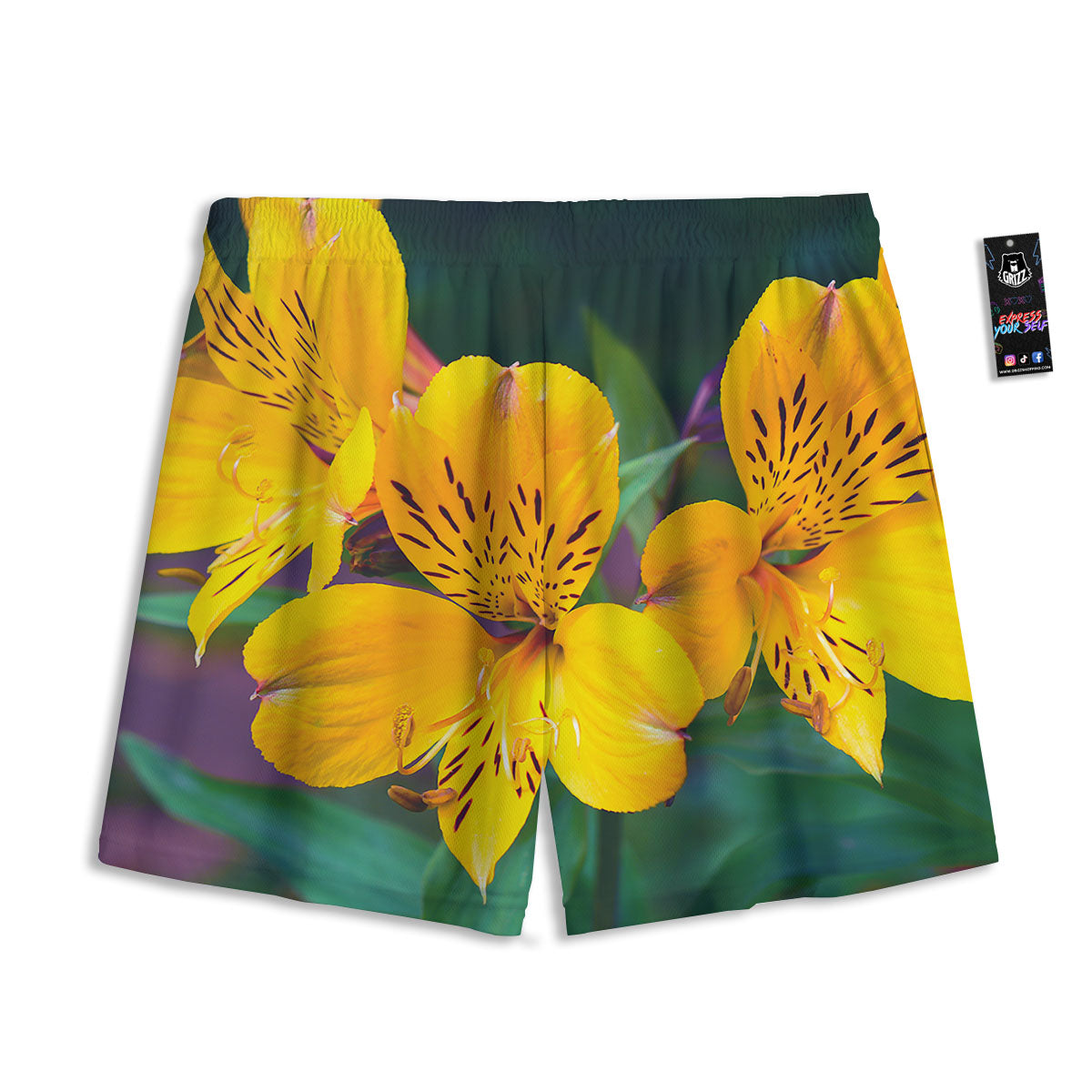 Alstroemeria Yellow Print Mesh Shorts