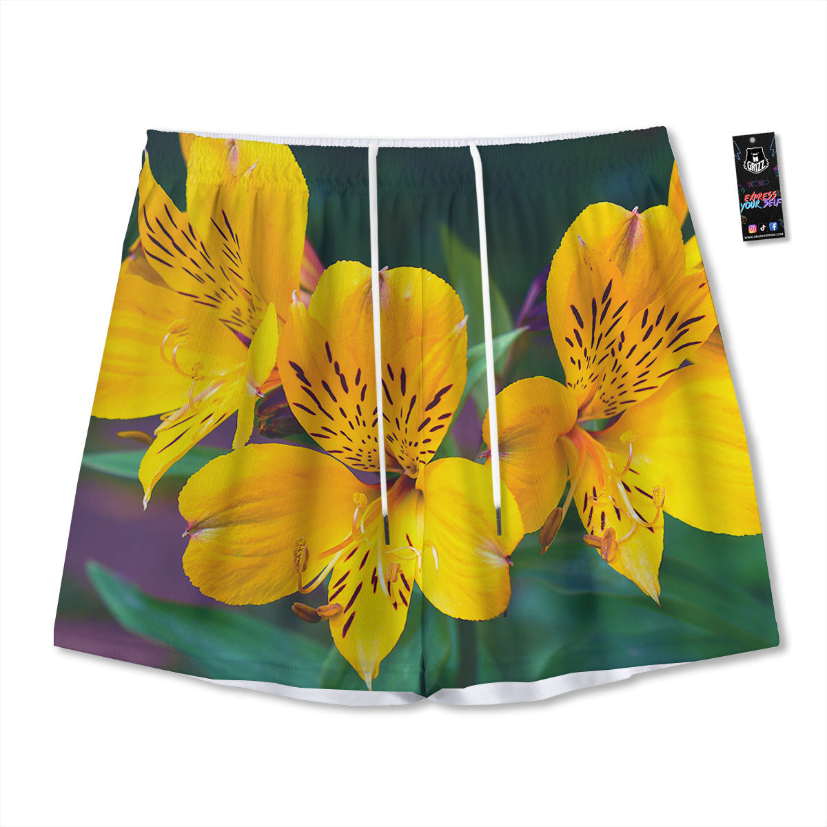 Alstroemeria Yellow Print Mesh Shorts