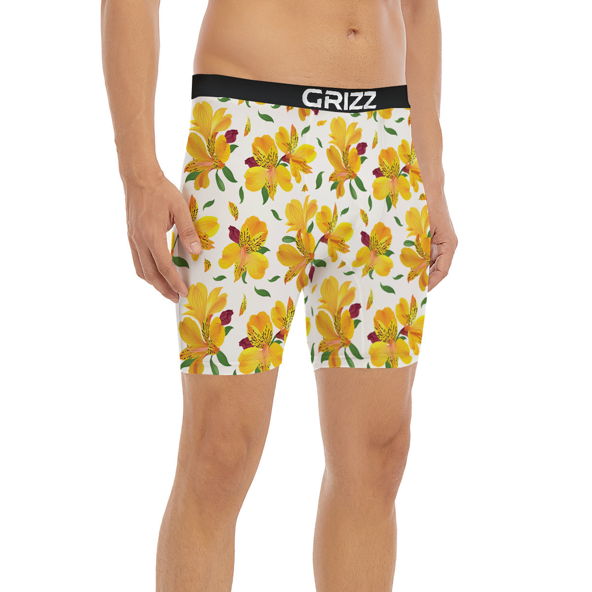 Alstroemeria Yellow Print Pattern Boxer Briefs-grizzshop