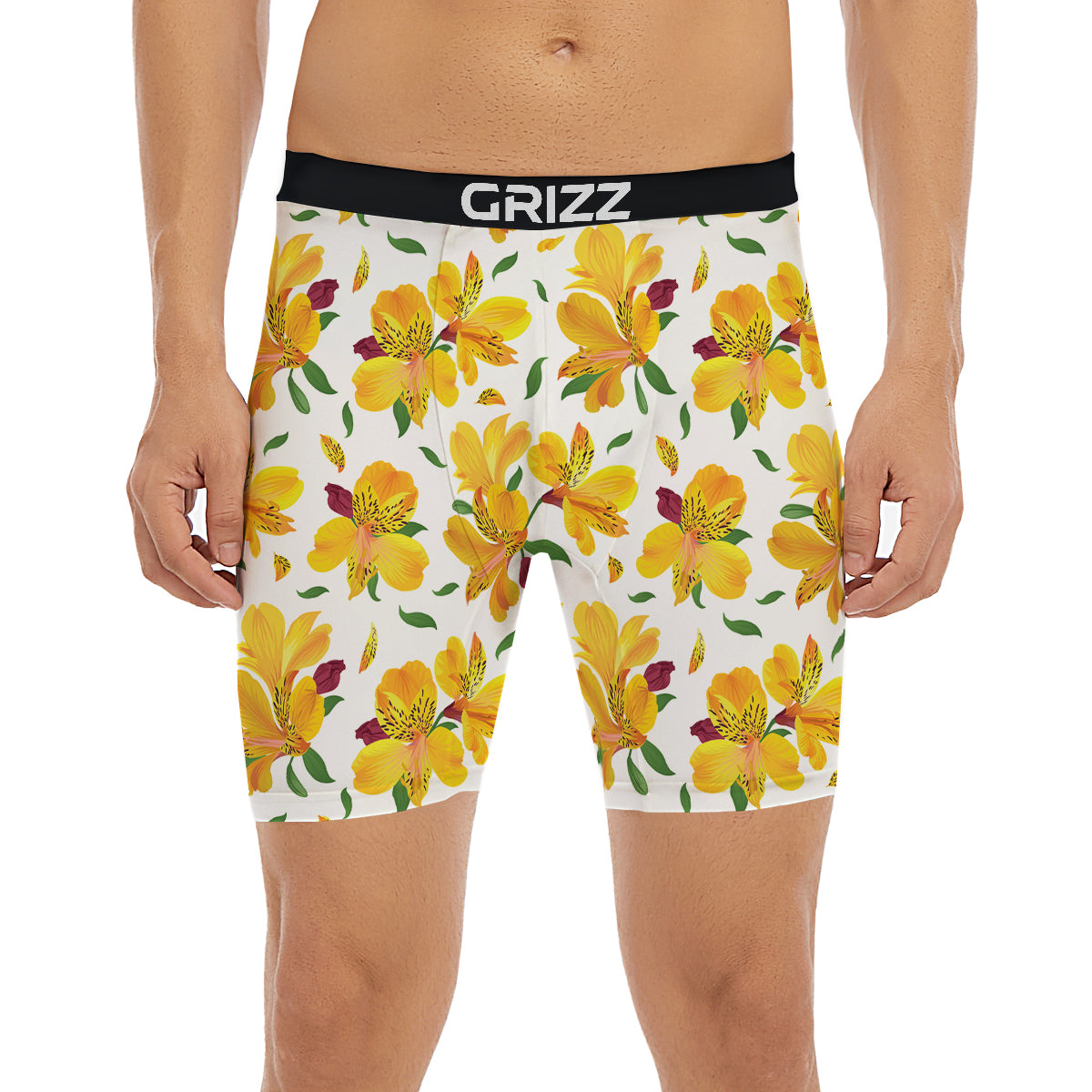 Alstroemeria Yellow Print Pattern Boxer Briefs-grizzshop