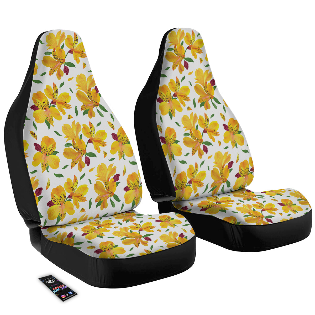 Alstroemeria Yellow Print Pattern Car Seat Covers-grizzshop