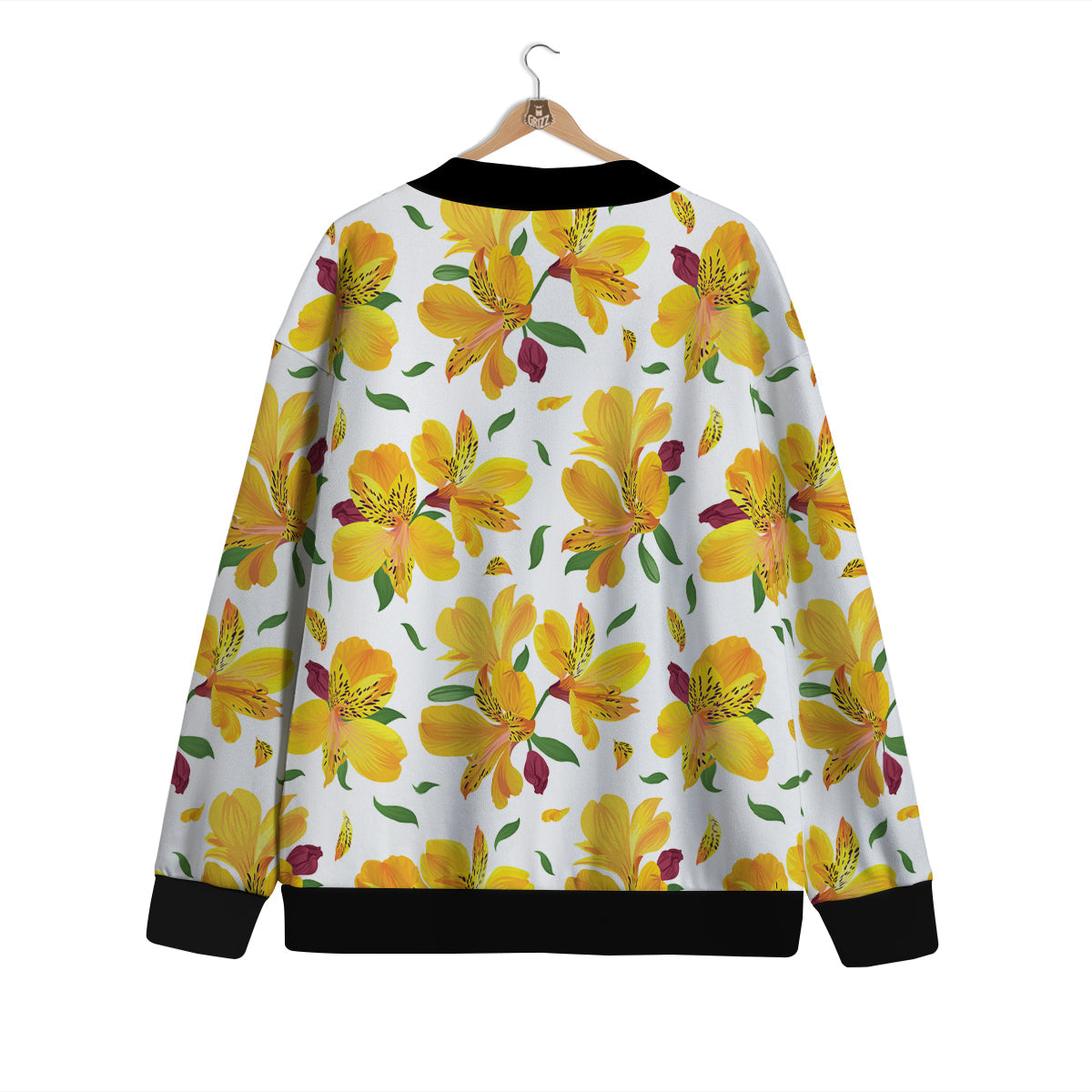 Alstroemeria Yellow Print Pattern Cardigan-grizzshop
