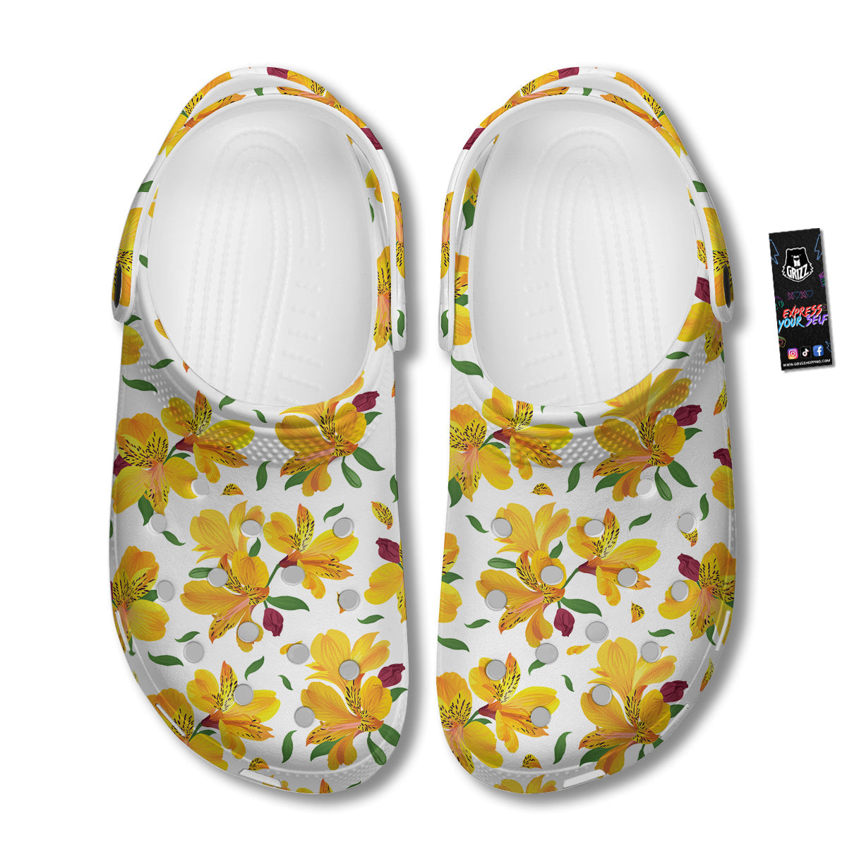 Alstroemeria Yellow Print Pattern Clog-grizzshop