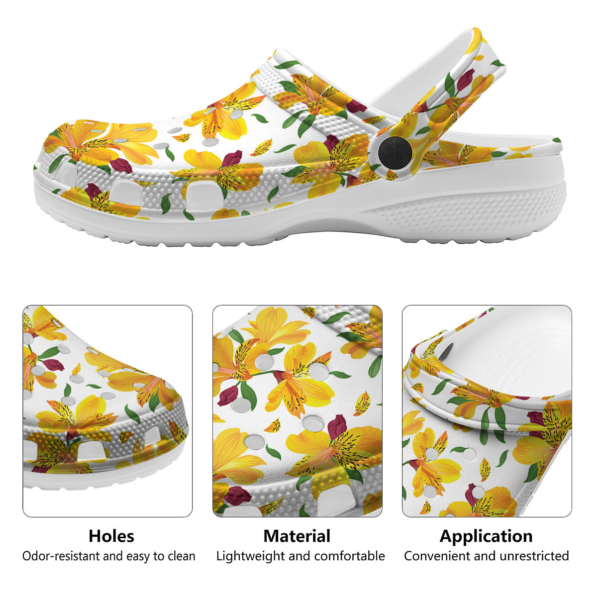 Alstroemeria Yellow Print Pattern Clog-grizzshop