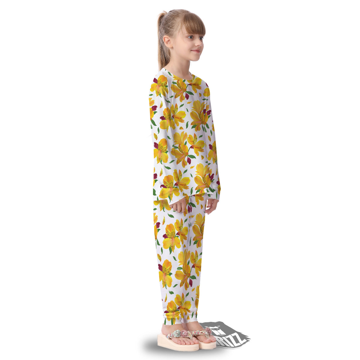 Alstroemeria Yellow Print Pattern Kid's Pajamas-grizzshop