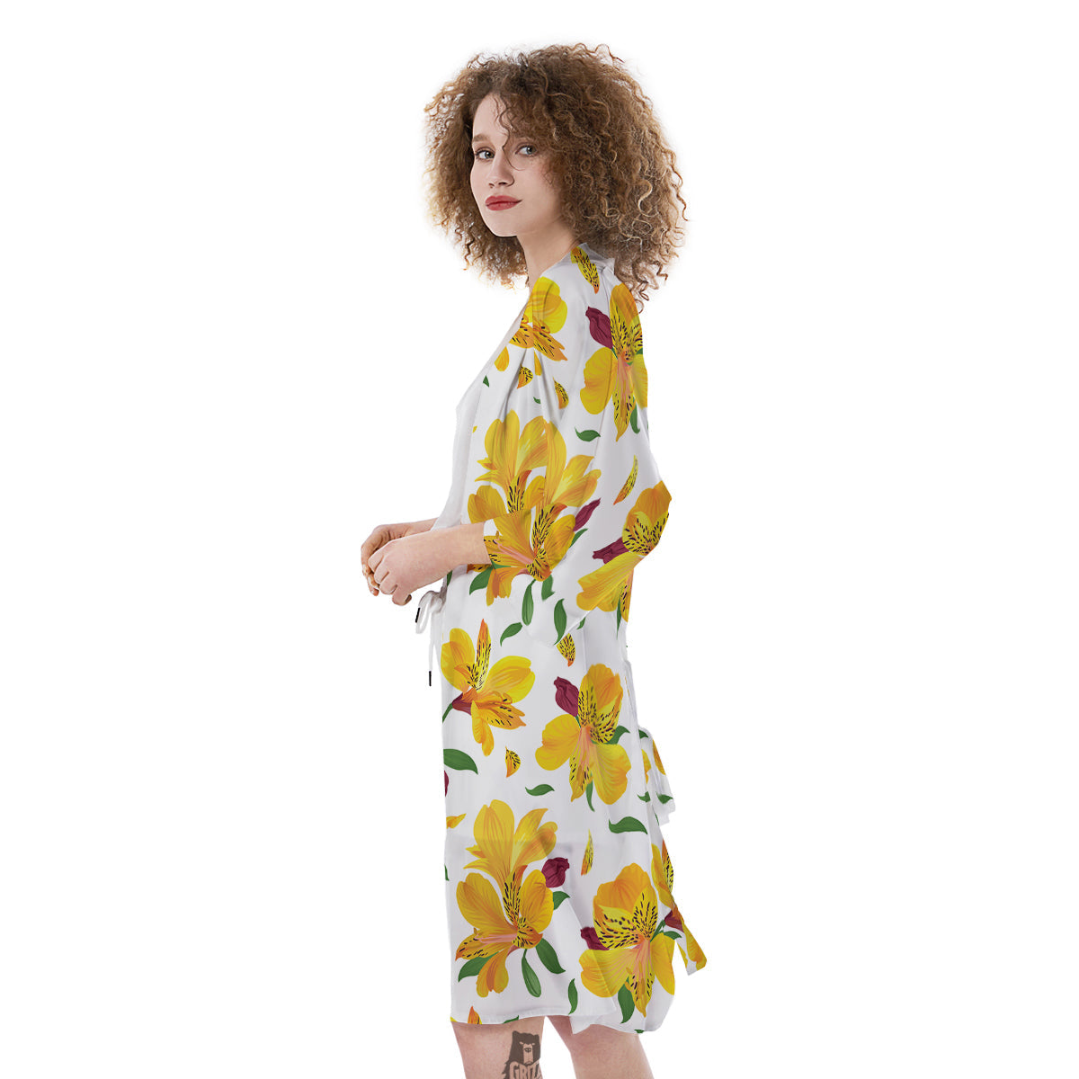 Alstroemeria Yellow Print Pattern Kimono-grizzshop