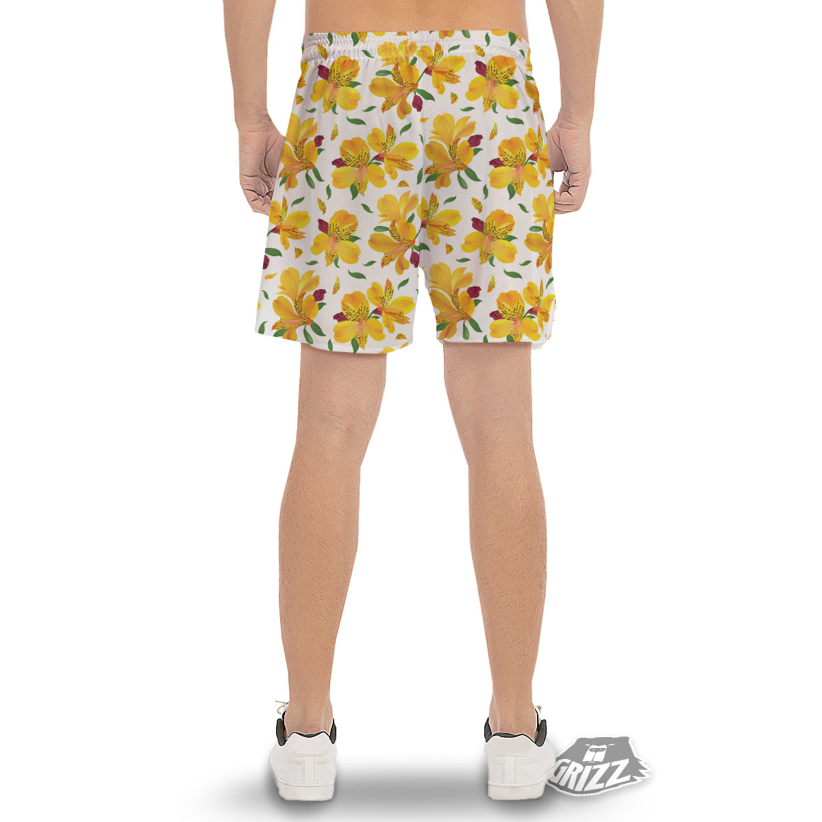 Alstroemeria Yellow Print Pattern Men's Gym Shorts-grizzshop