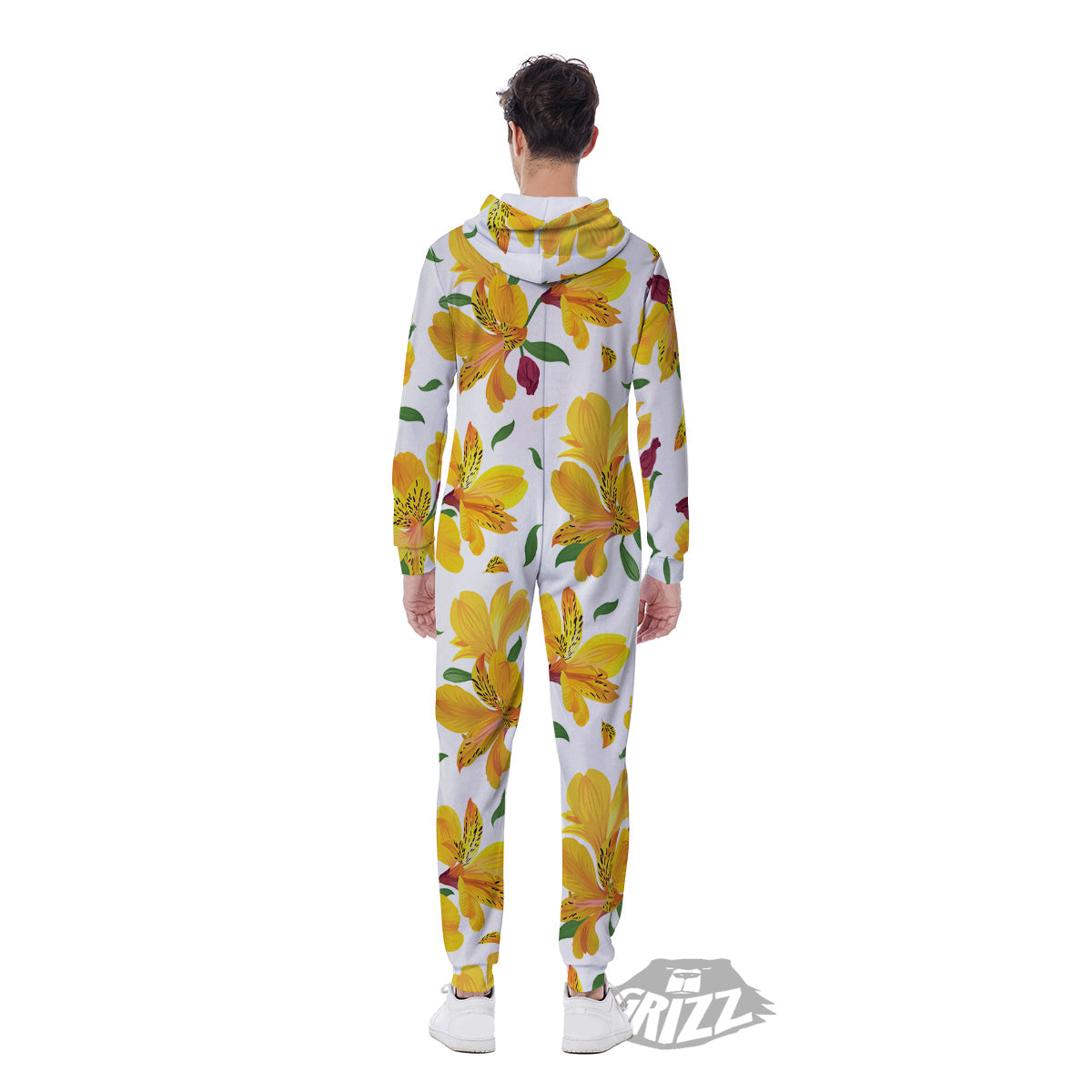 Alstroemeria Yellow Print Pattern Men's Jumpsuit-grizzshop
