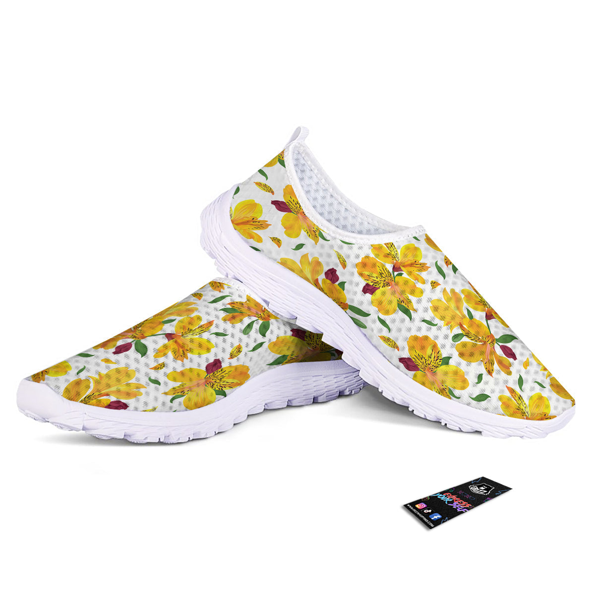 Alstroemeria Yellow Print Pattern Nurse Shoes-grizzshop