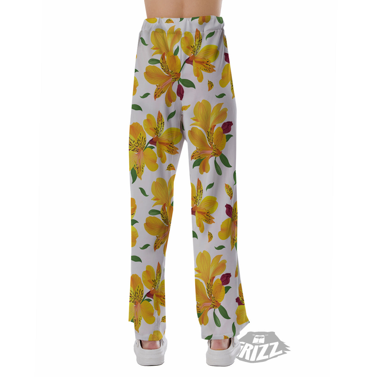Alstroemeria Yellow Print Pattern Pajama Pants-grizzshop