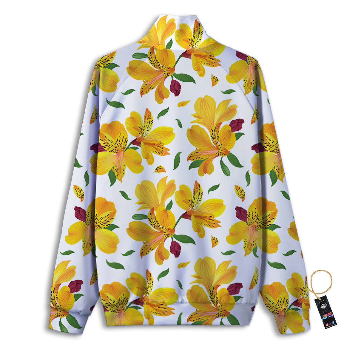Alstroemeria Yellow Print Pattern Track Jacket-grizzshop