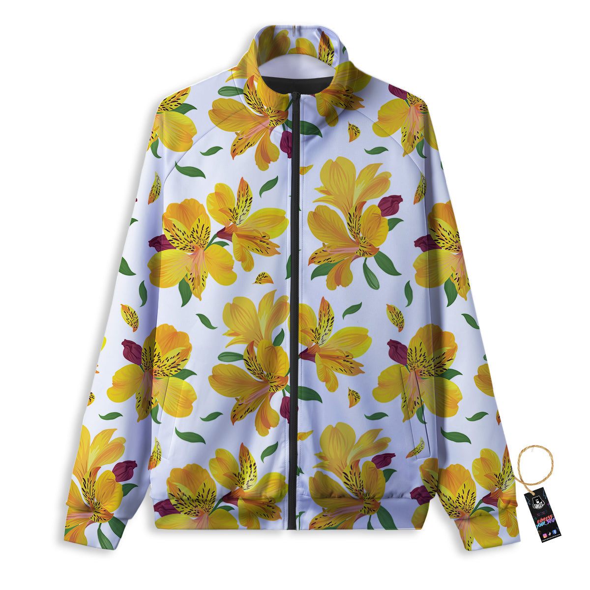 Alstroemeria Yellow Print Pattern Track Jacket-grizzshop