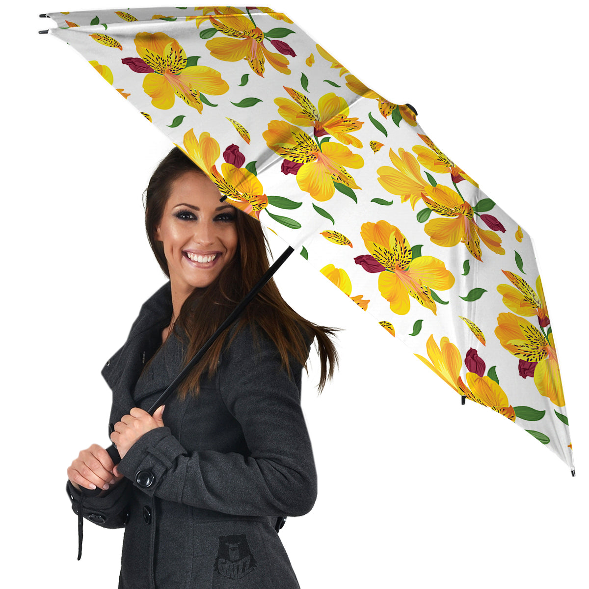 Alstroemeria Yellow Print Pattern Umbrella-grizzshop