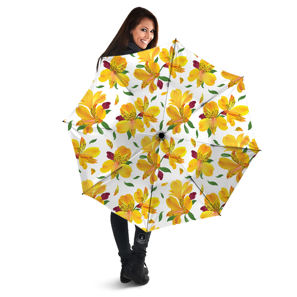 Alstroemeria Yellow Print Pattern Umbrella-grizzshop