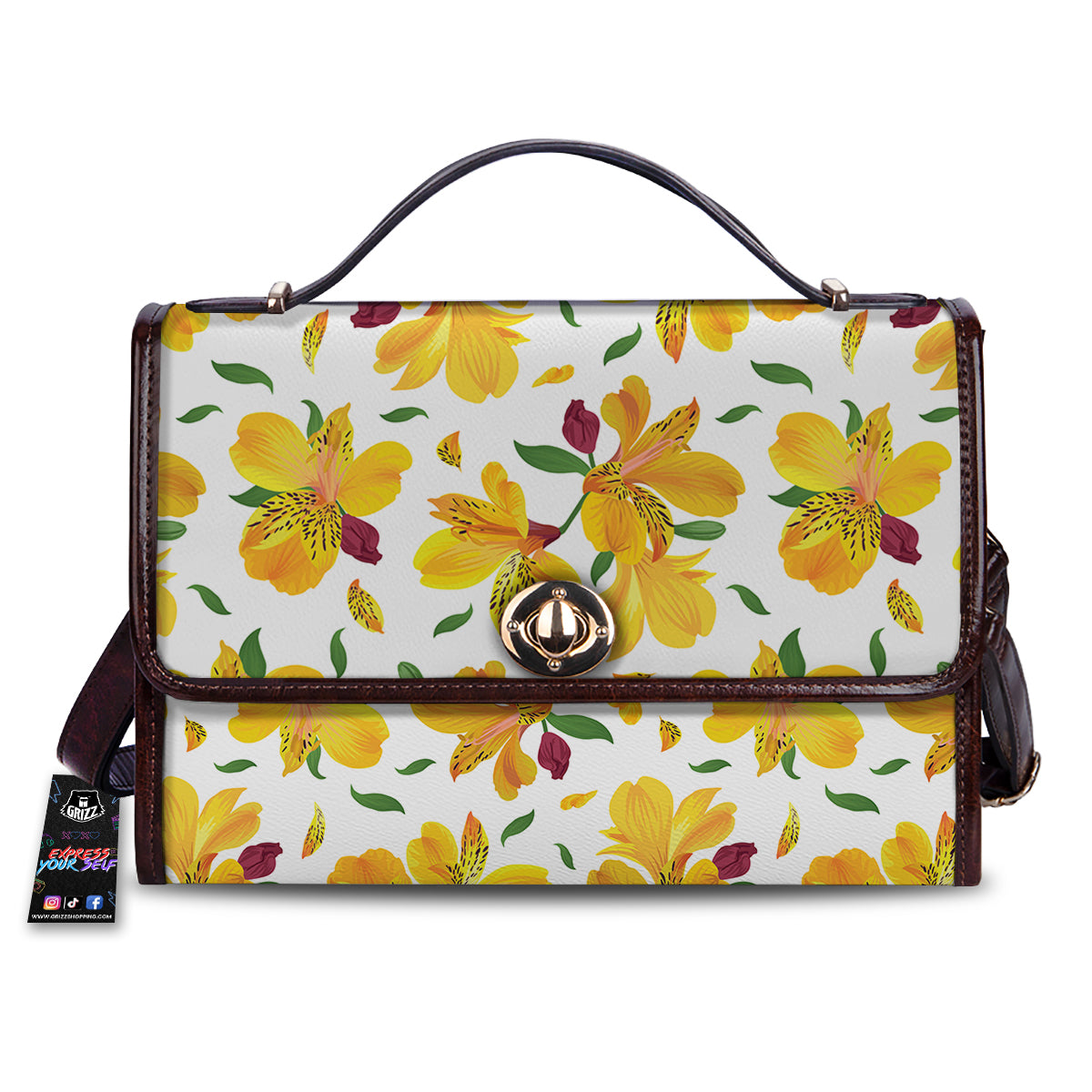 Alstroemeria Yellow Print Pattern Women's Satchel Bag-grizzshop