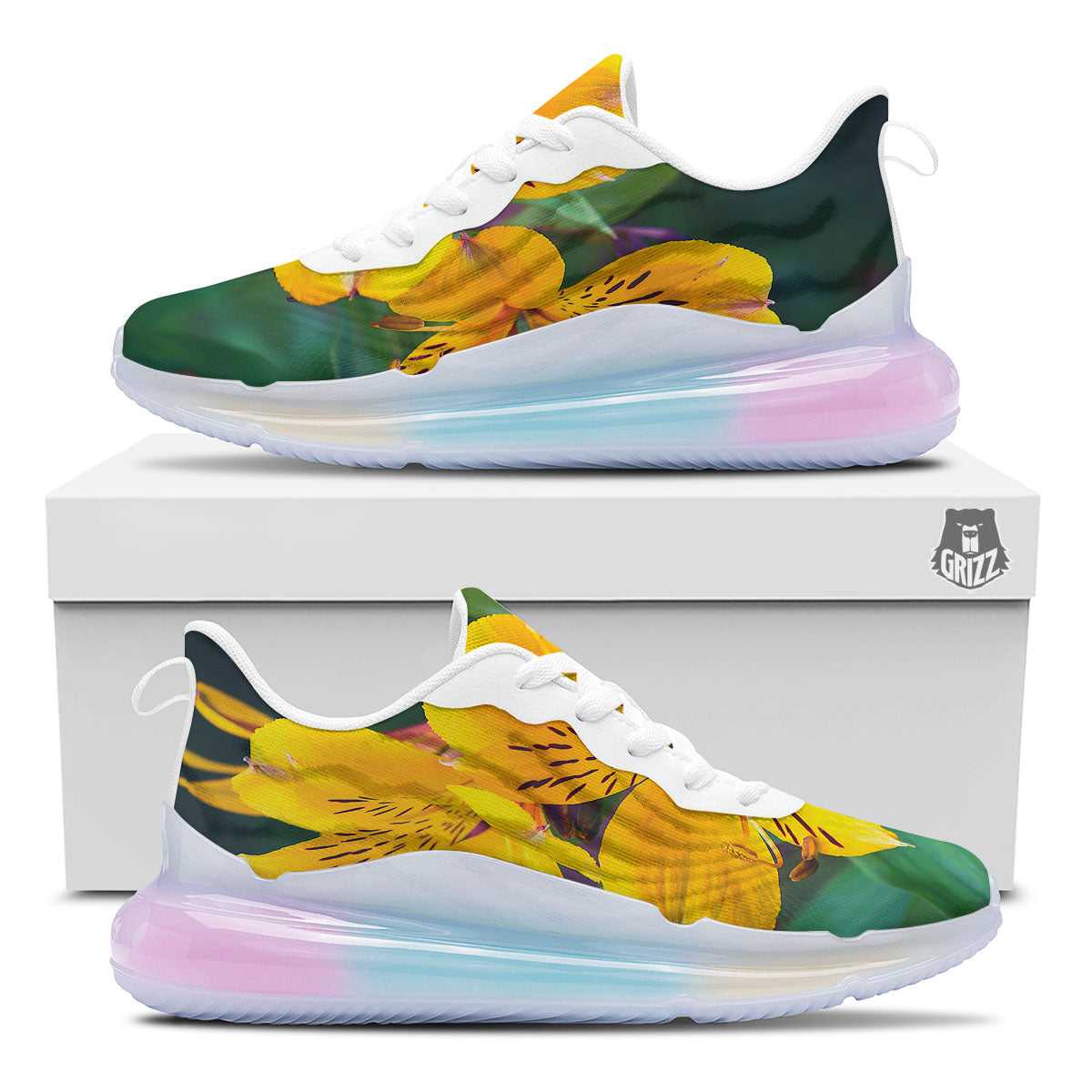 Alstroemeria Yellow Print Running Sneakers-grizzshop