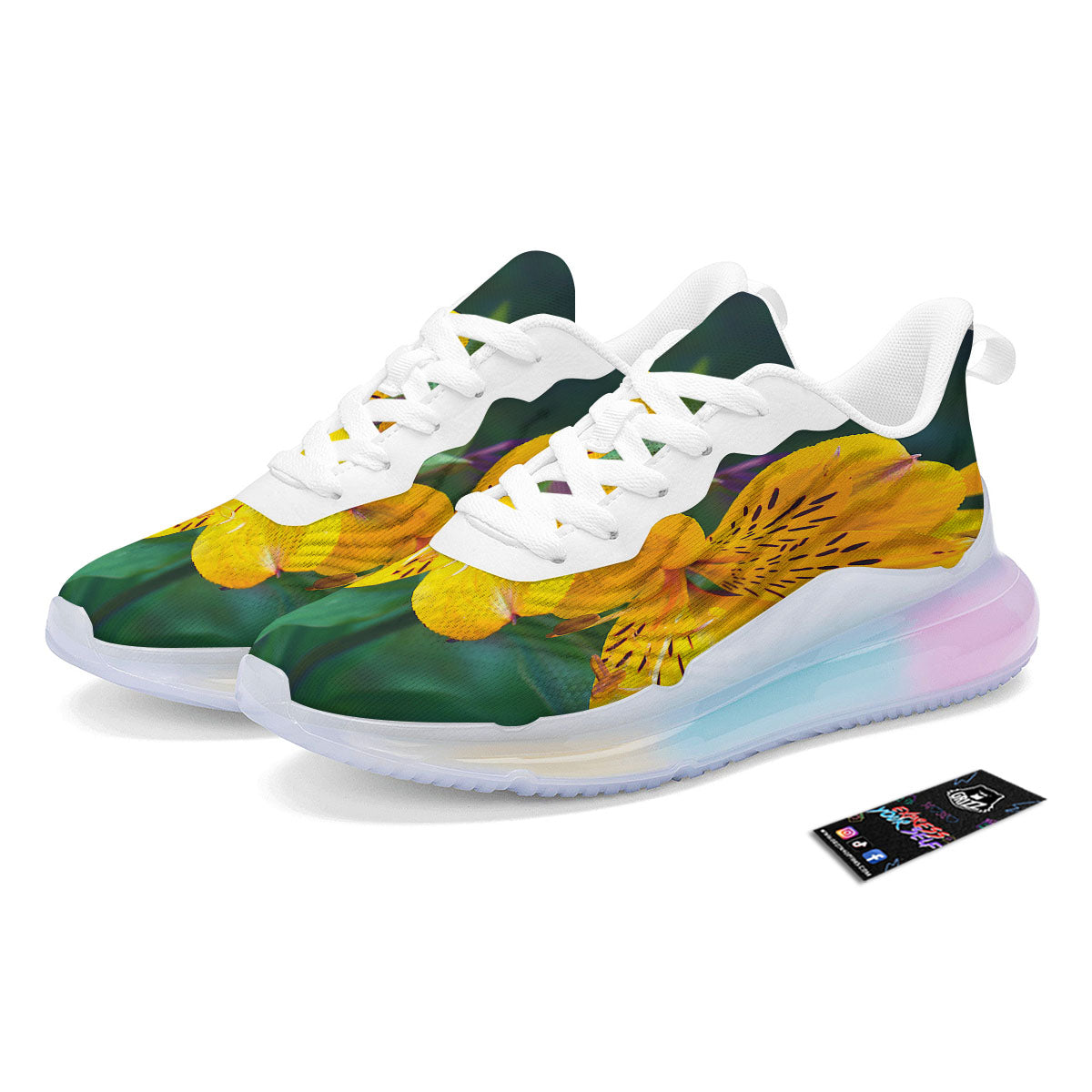 Alstroemeria Yellow Print Running Sneakers-grizzshop