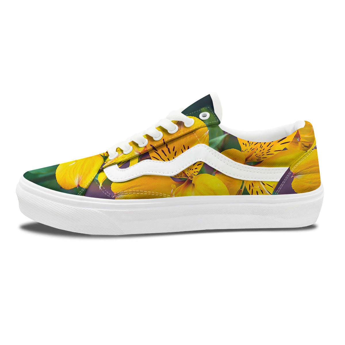 Alstroemeria Yellow Print Skate Shoes-grizzshop