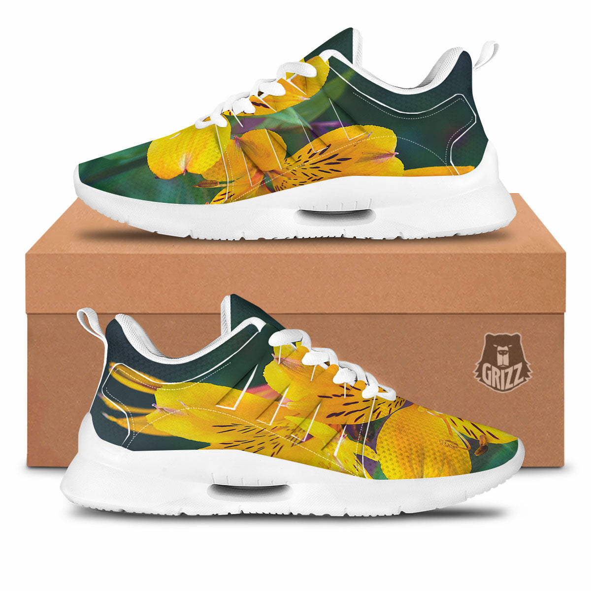 Alstroemeria Yellow Print Tennis Shoes-grizzshop