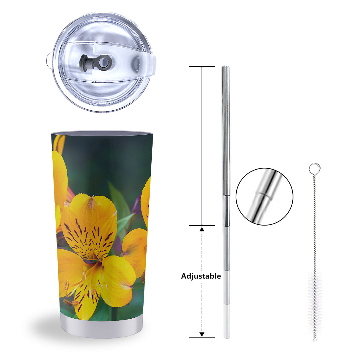 Alstroemeria Yellow Print Tumbler-grizzshop