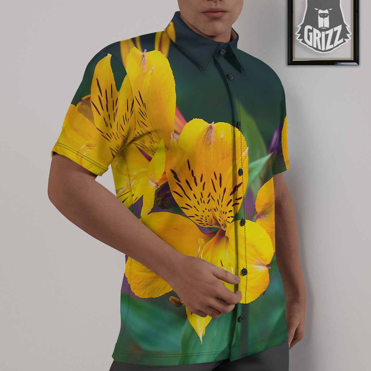 Alstroemeria Yellow Print Untucked Shirts-grizzshop