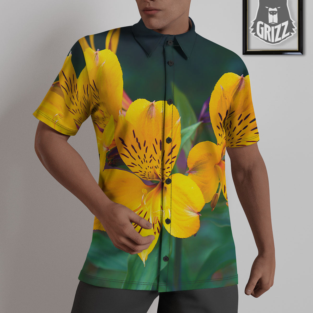 Alstroemeria Yellow Print Untucked Shirts-grizzshop