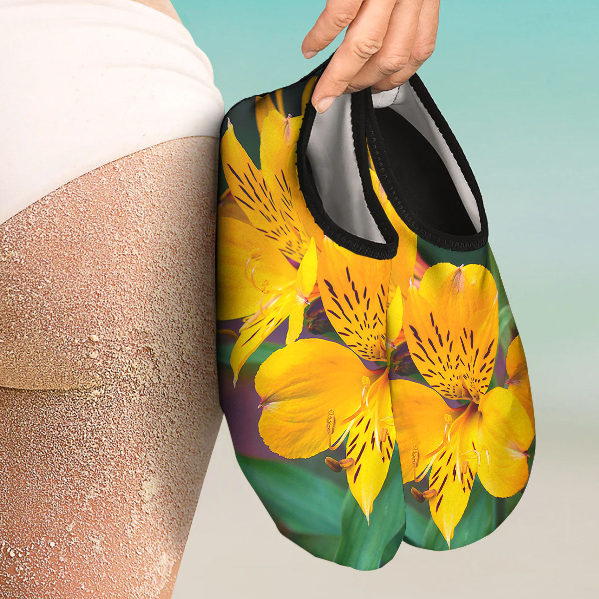Alstroemeria Yellow Print Water Shoes-grizzshop