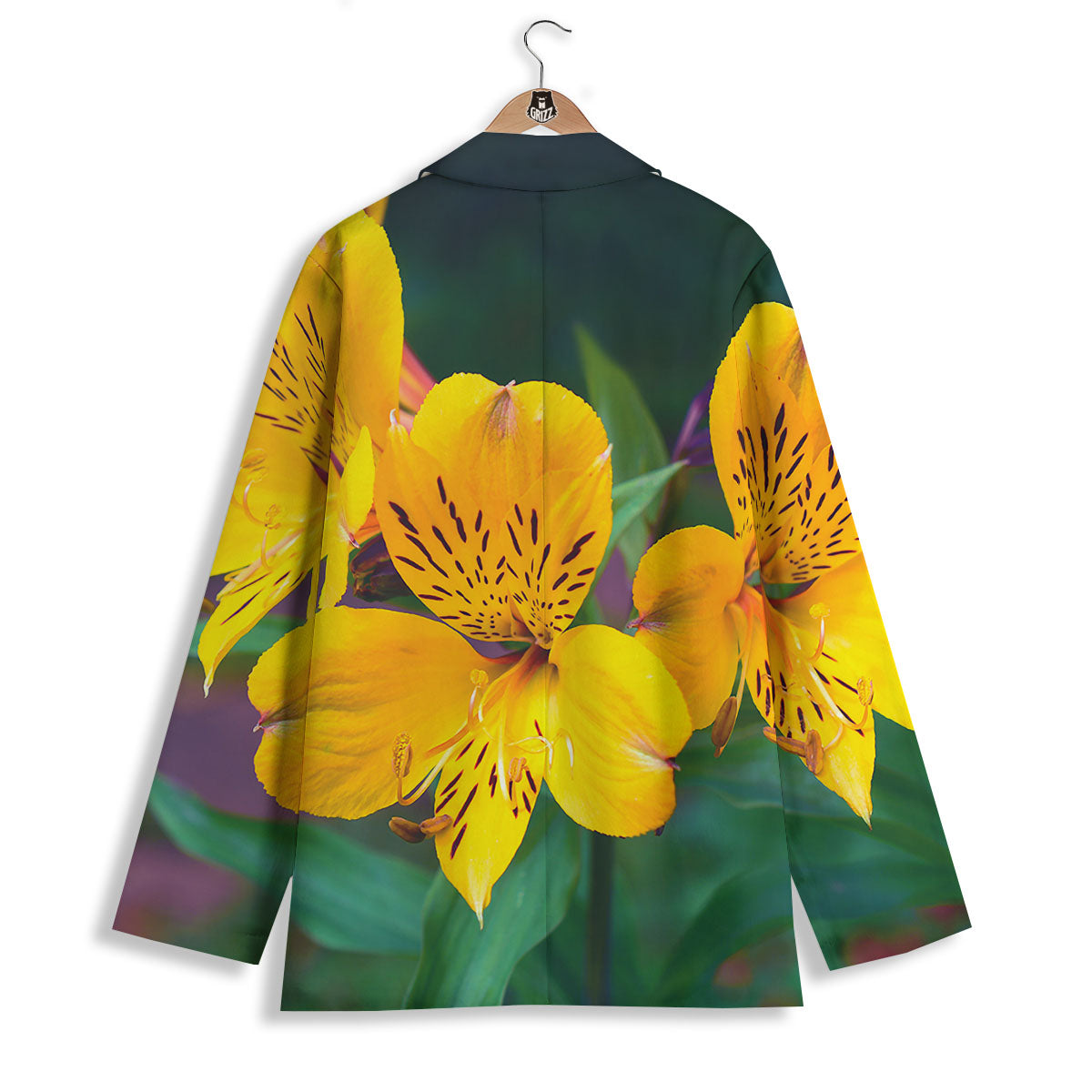 Alstroemeria Yellow Print Women's Blazer-grizzshop