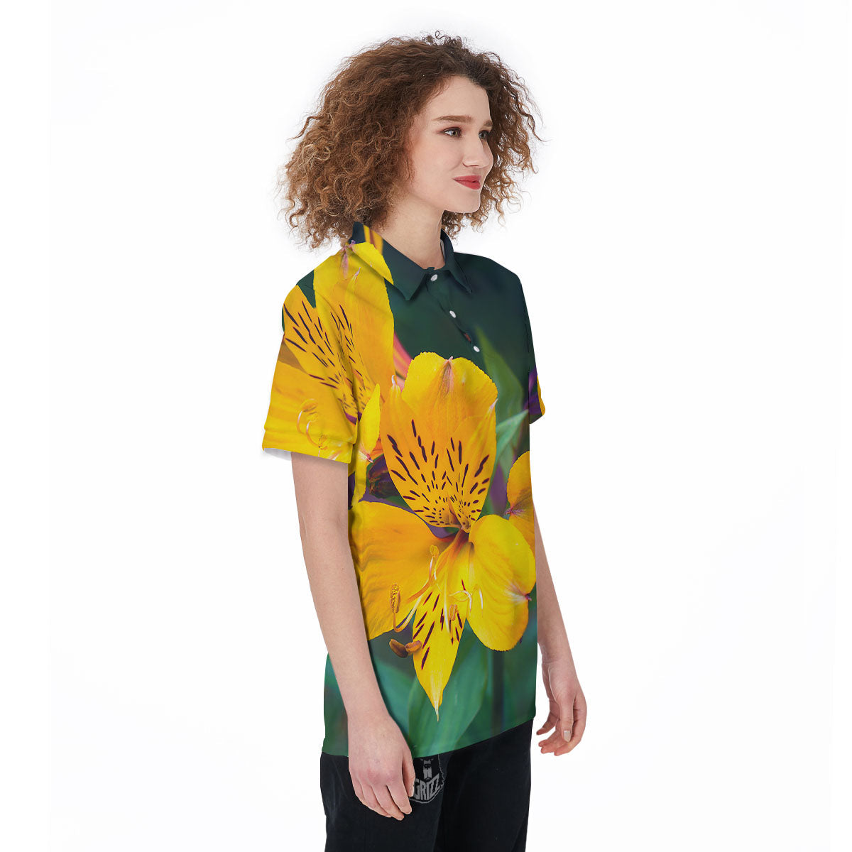 Alstroemeria Yellow Print Women's Golf Shirts-grizzshop