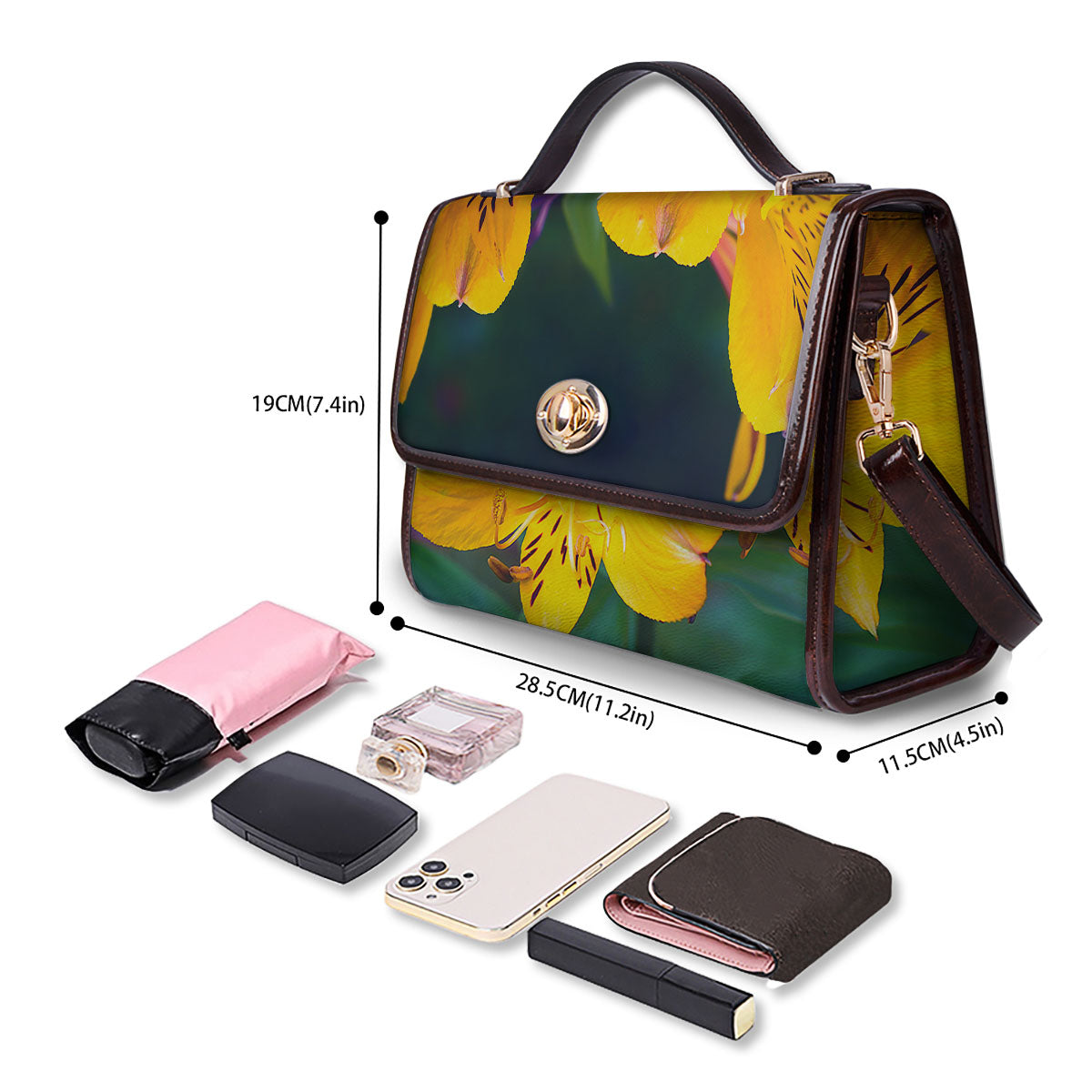 Alstroemeria Yellow Print Women's Satchel Bag-grizzshop
