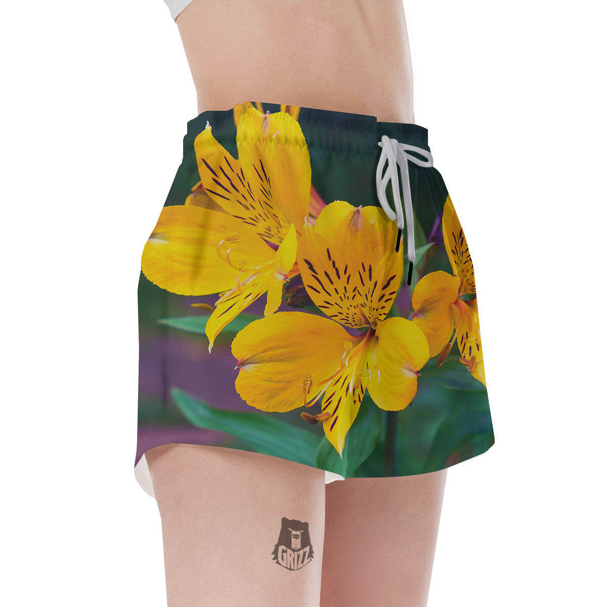 Alstroemeria Yellow Print Women's Shorts-grizzshop