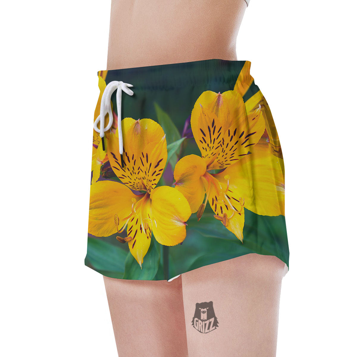 Alstroemeria Yellow Print Women's Shorts-grizzshop