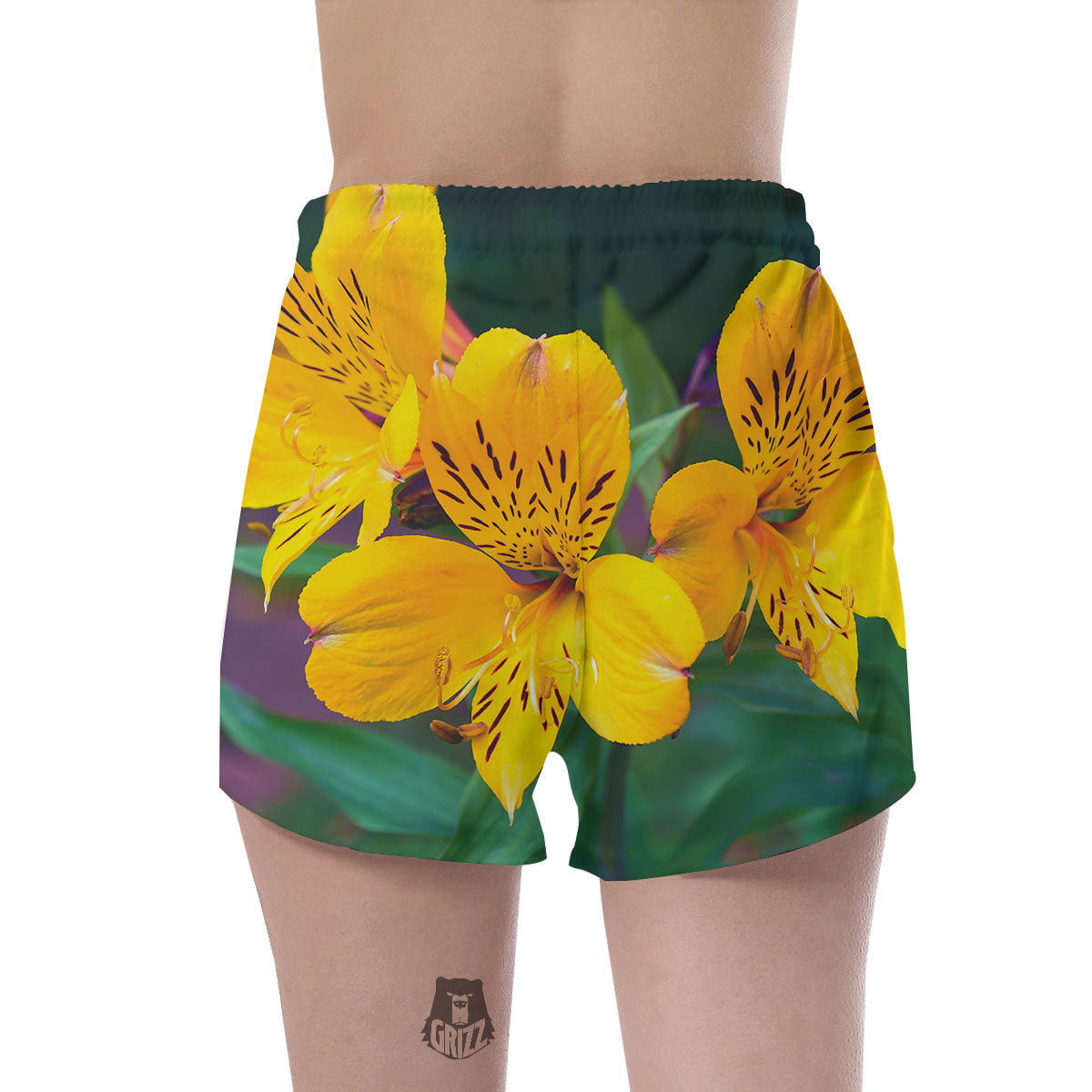 Alstroemeria Yellow Print Women's Shorts-grizzshop