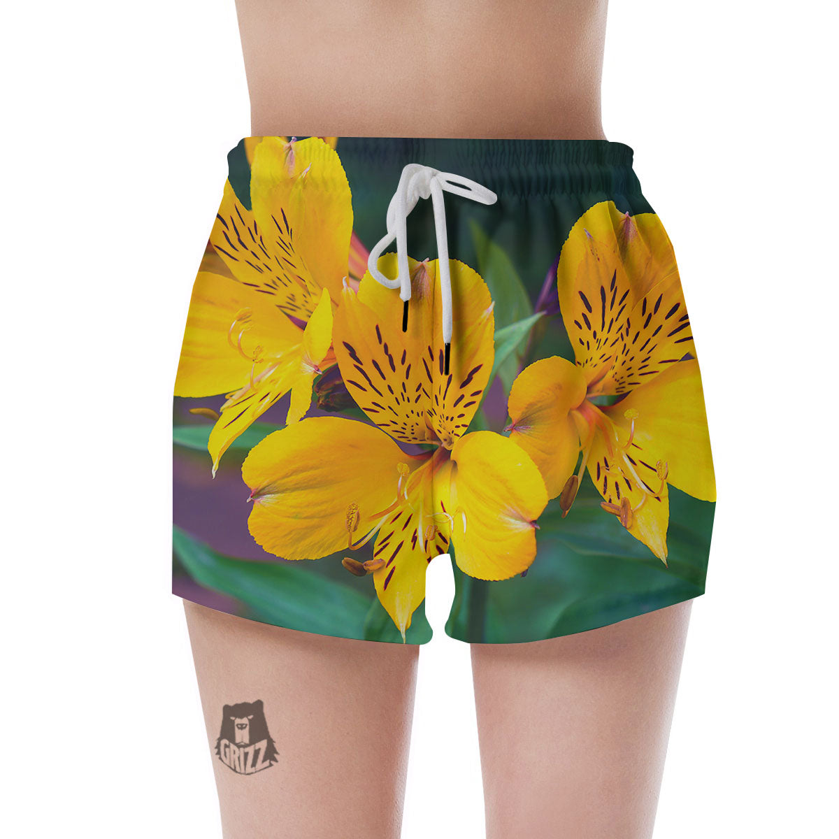 Alstroemeria Yellow Print Women's Shorts-grizzshop